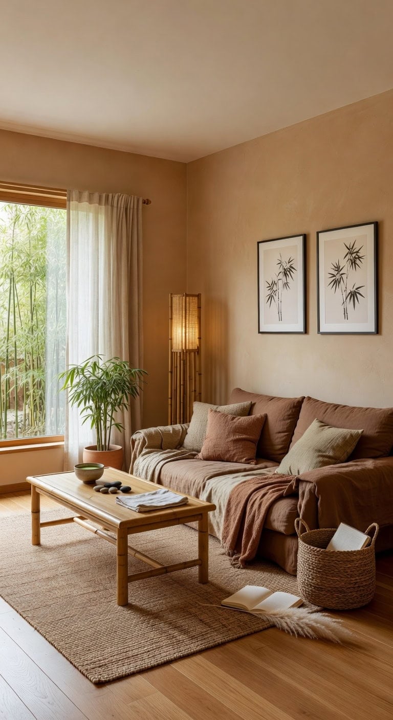 zen inspired bamboo living space
