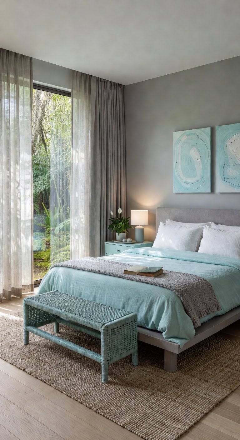 zen inspired gray aqua sanctuary
