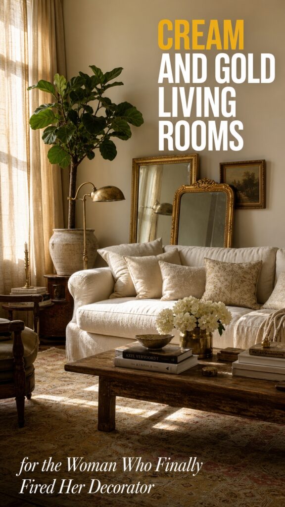 Cream and Gold Living Rooms for the Woman Who Finally Fired Her Decorator