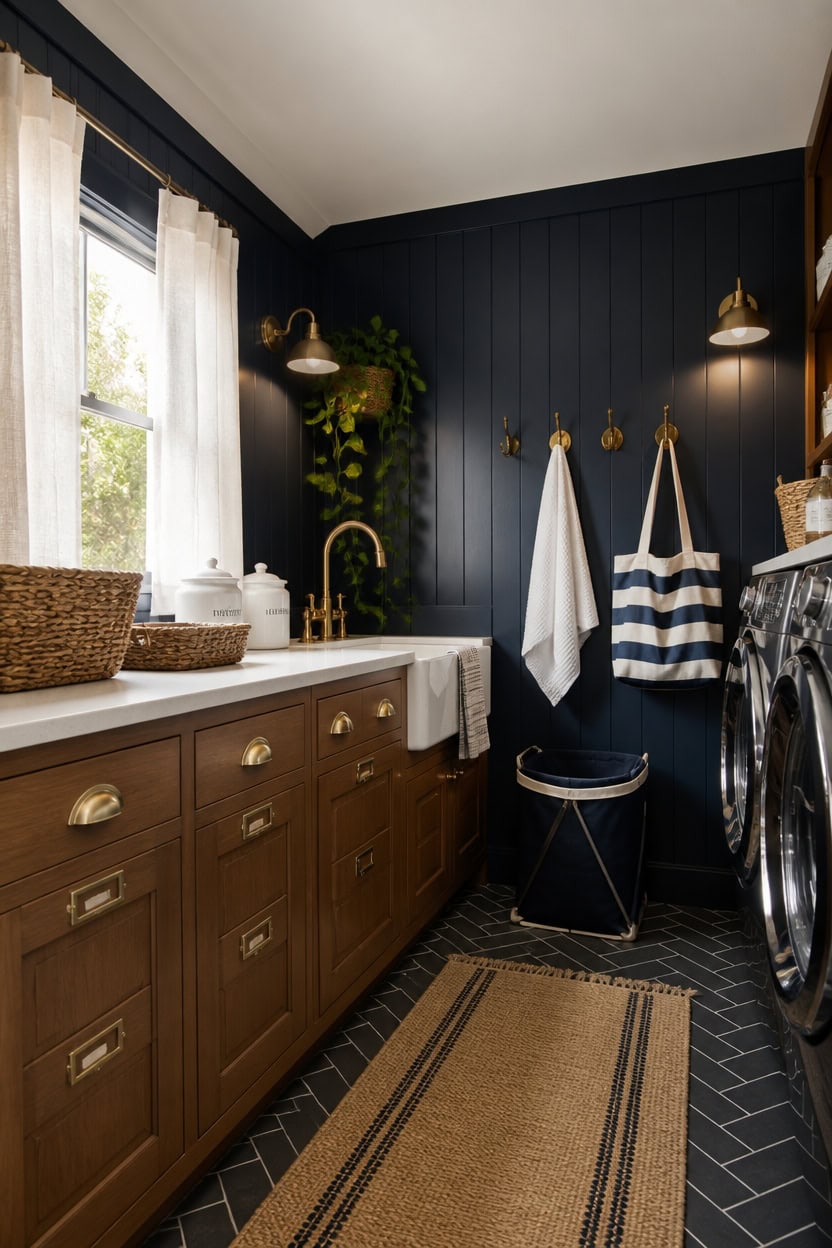 balanced navy and brass