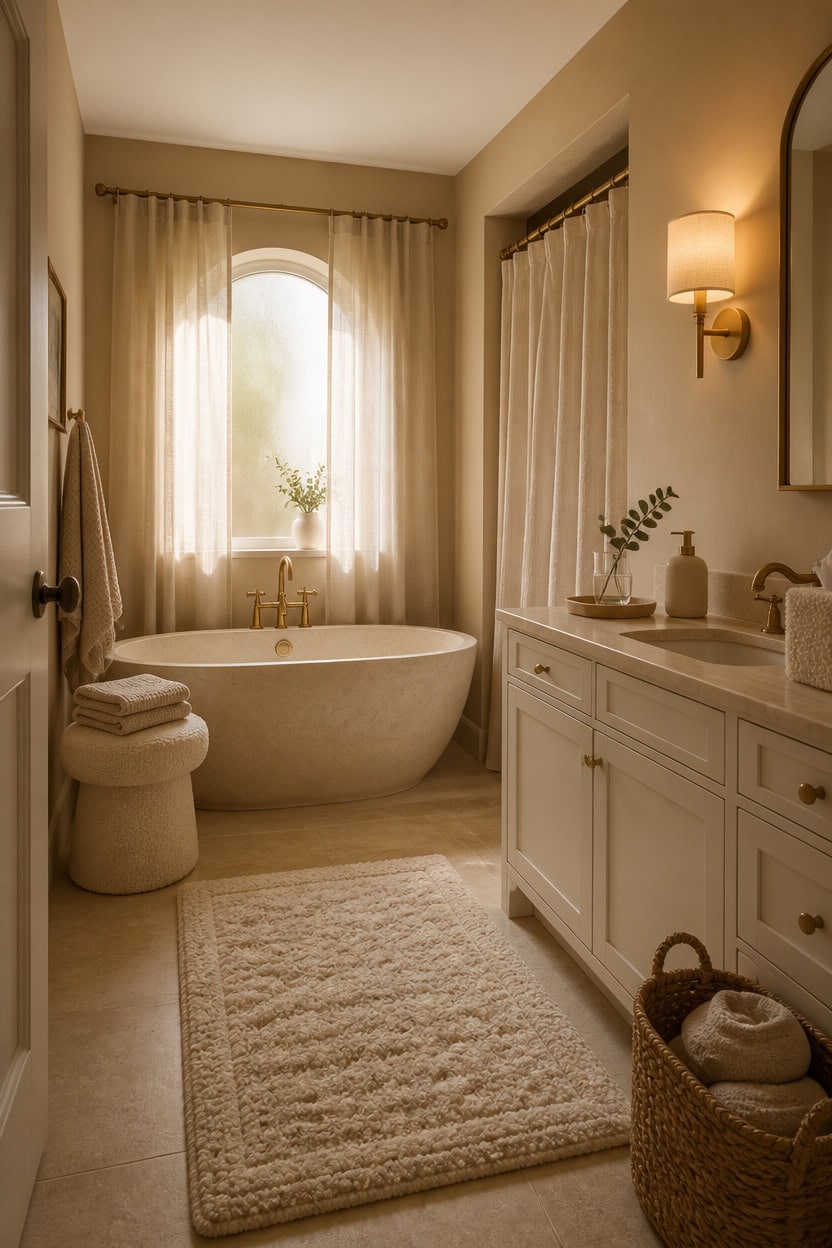 beige bathroom textured layers
