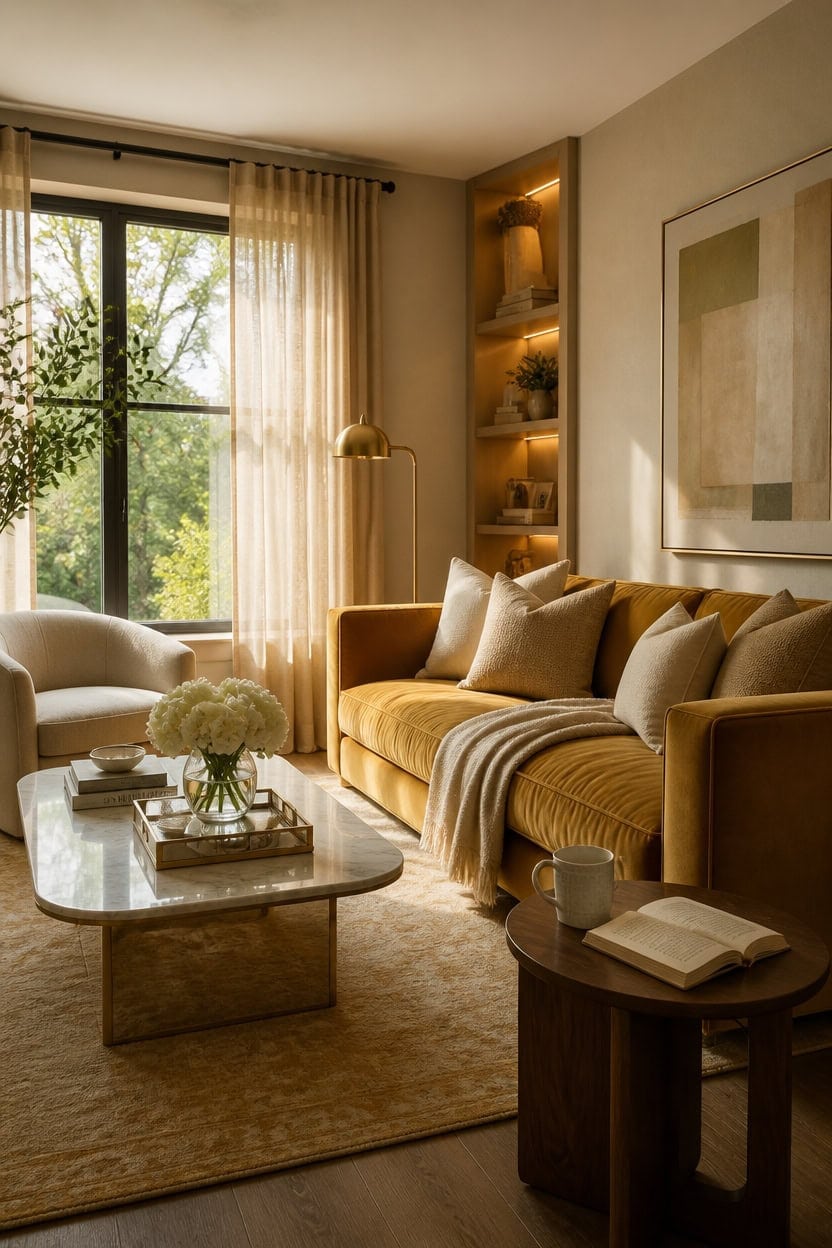 beige gold balanced lighting