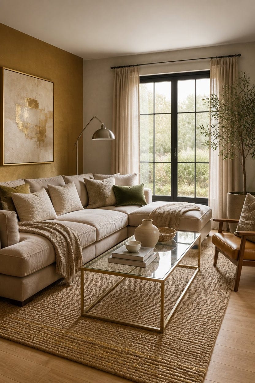 beige gold textured living