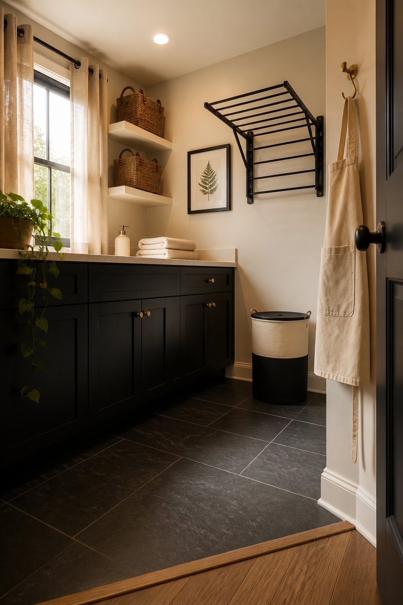 black and cream laundry design