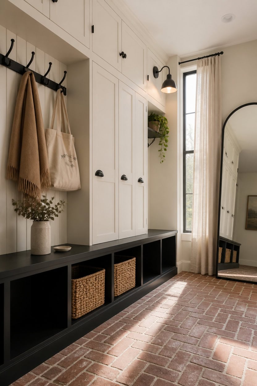 black and cream shaker cabinetry