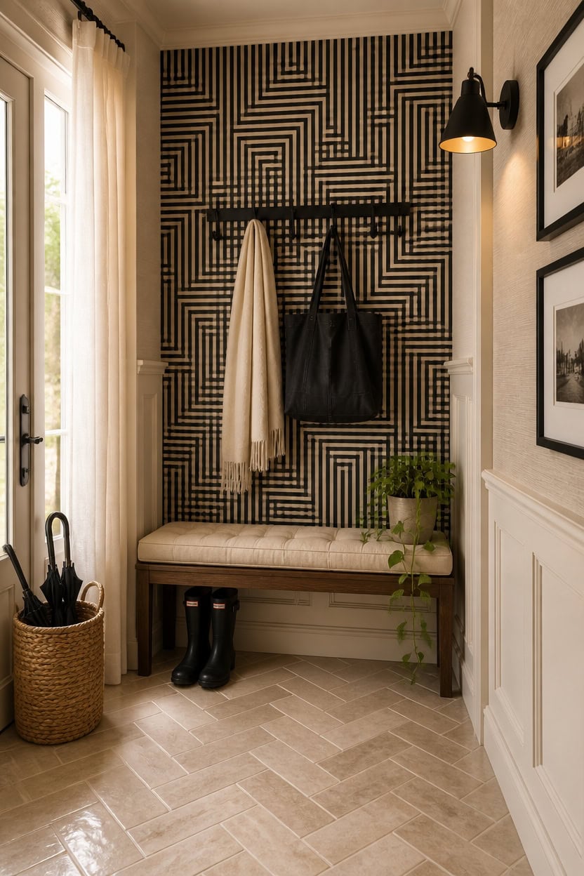 black and cream statement wall