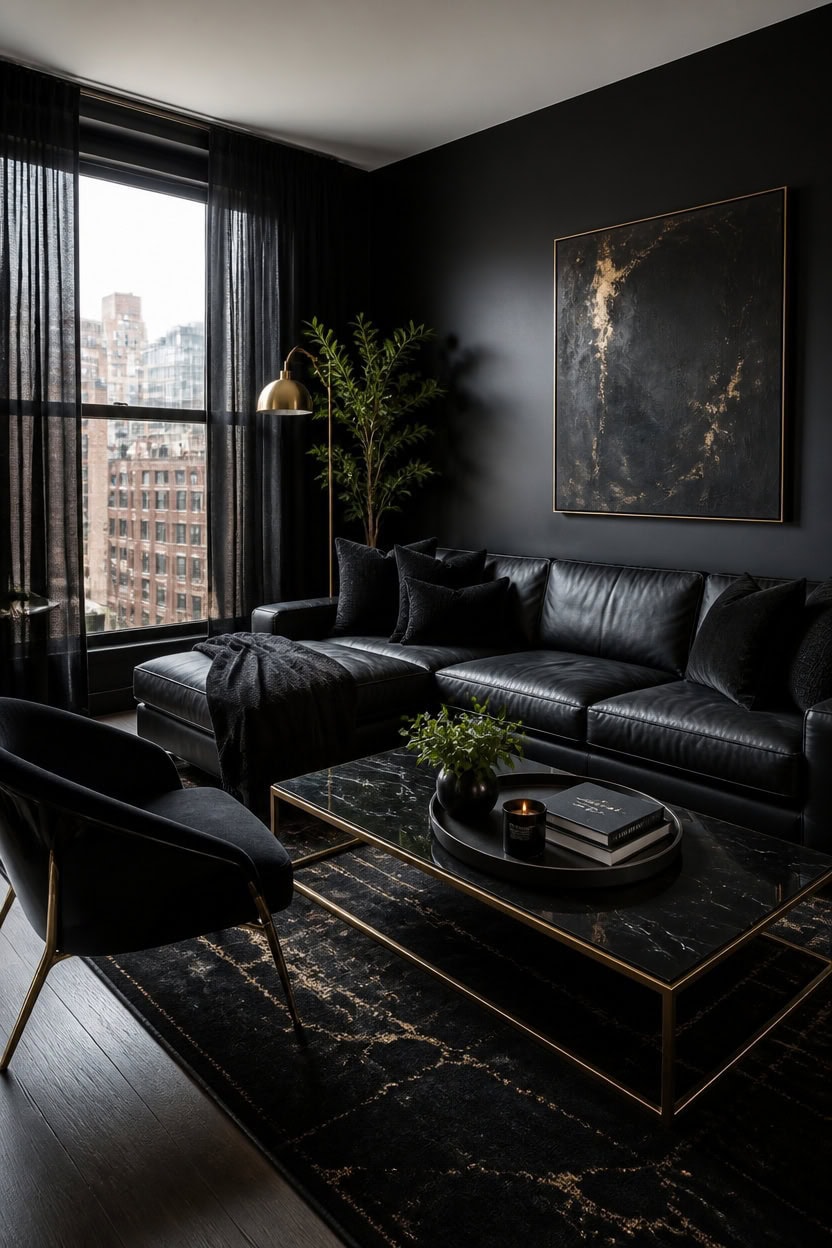 black walls gold accents black walls gold accents
