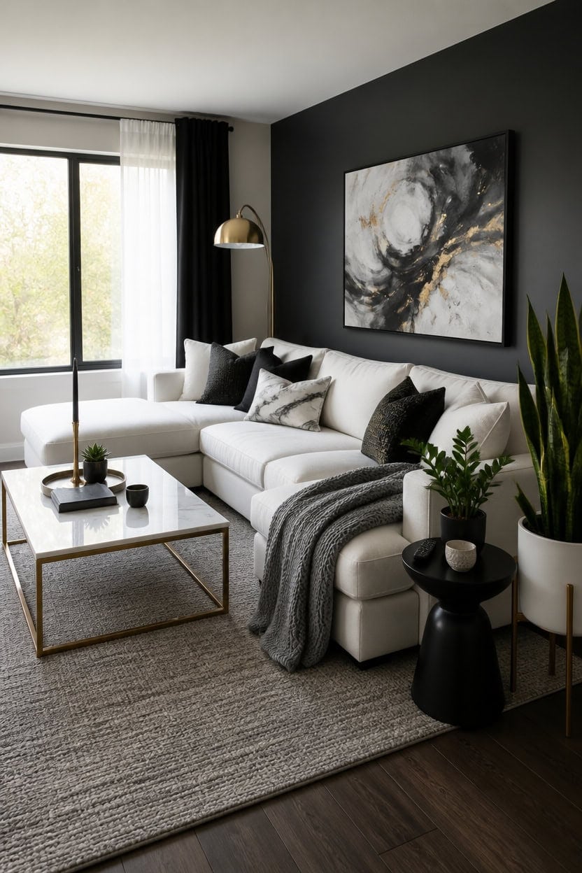 black white gray gold plants
