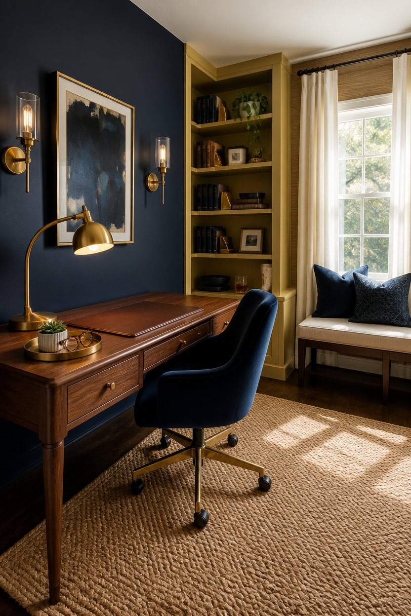 blue forward navy with brass