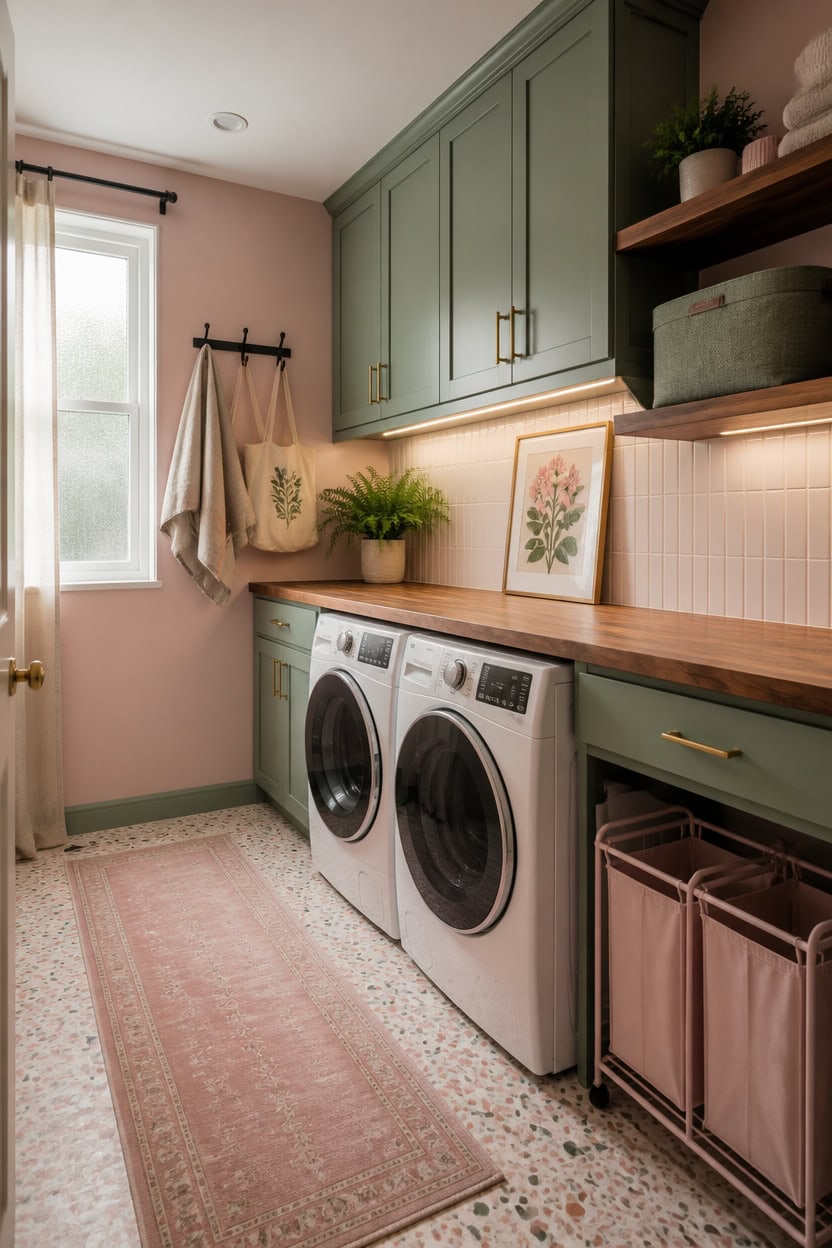 blush and sage laundry redesign