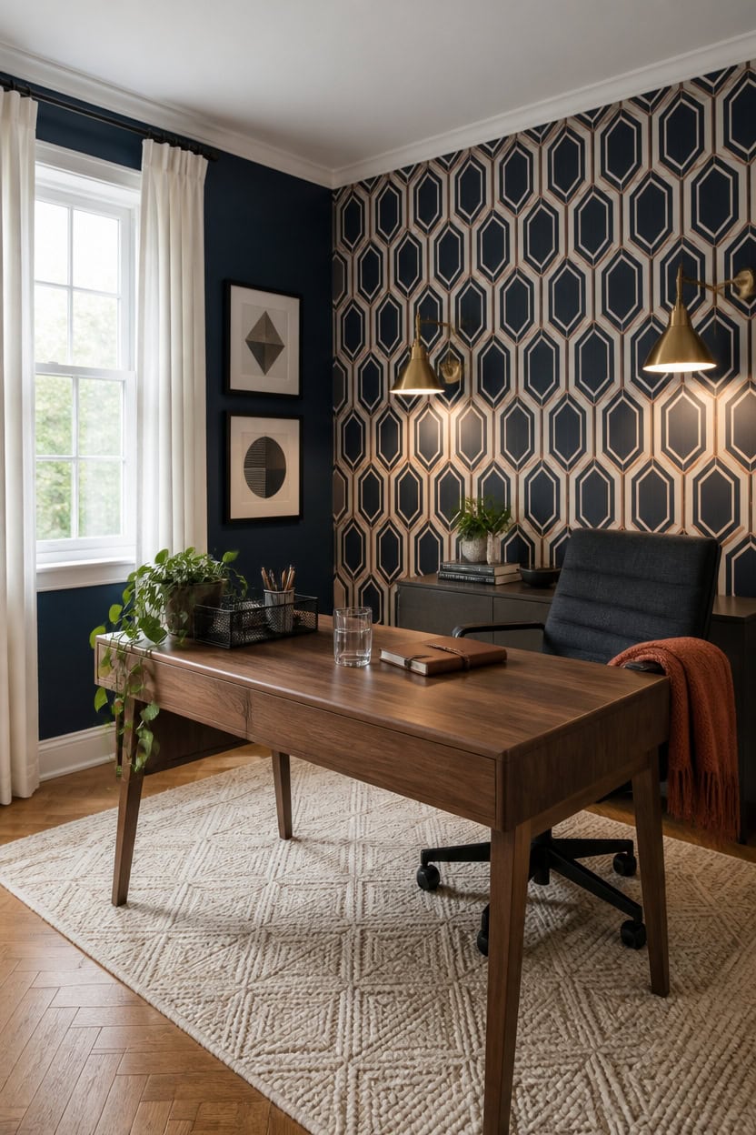 bold geometric wallpaper office