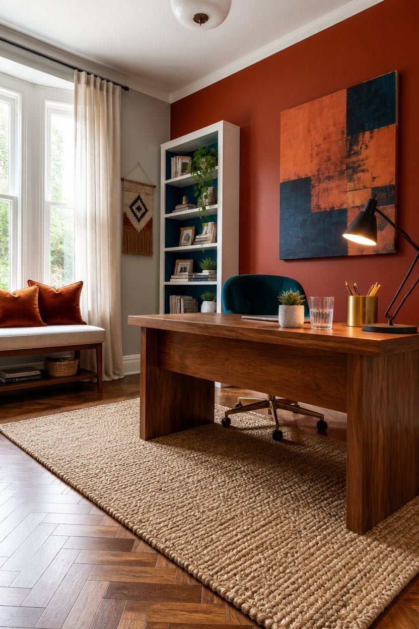 bold teal orange accent
