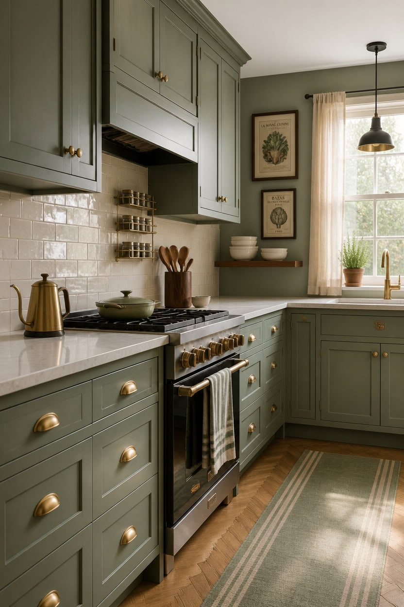 brass and matte black hardware