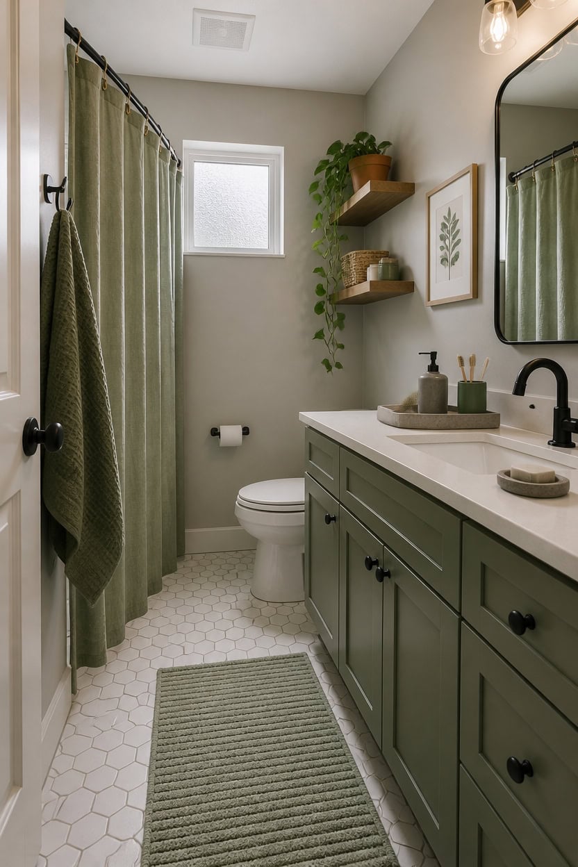 budget gray and sage bathroom