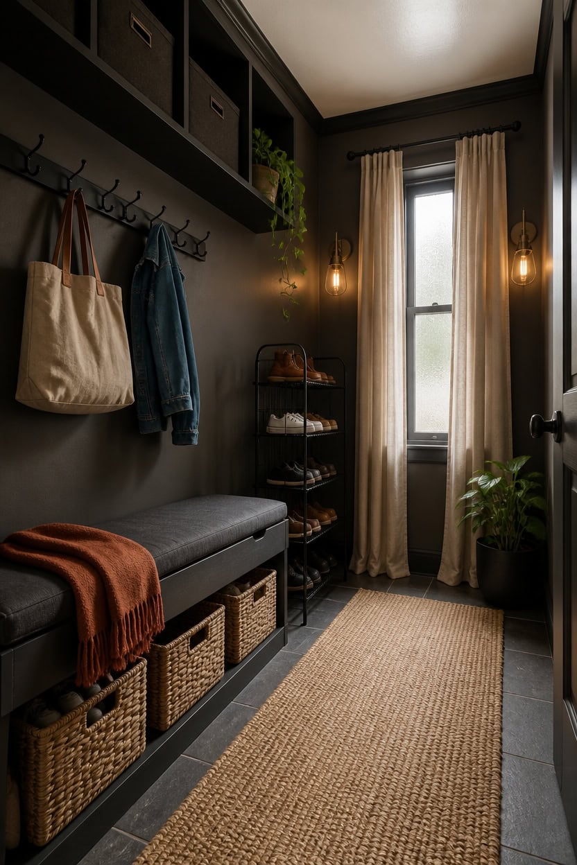 budget minded charcoal mudroom planning