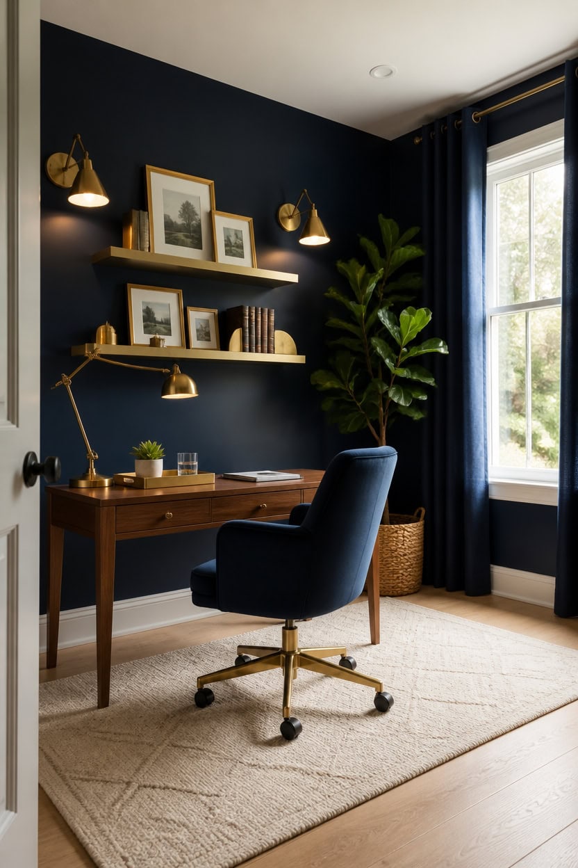 burnished brass navy accents