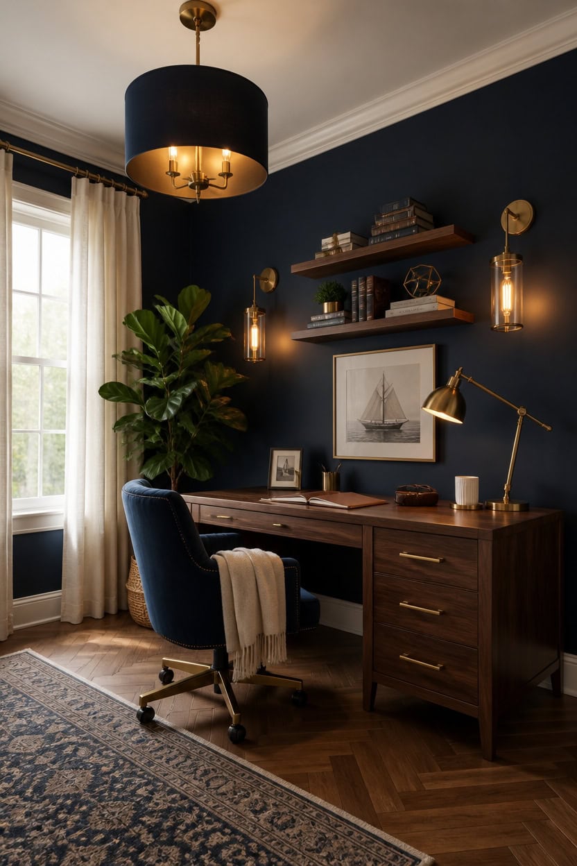 burnished brass navy office