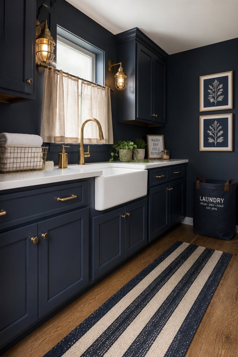 burnished brass with navy
