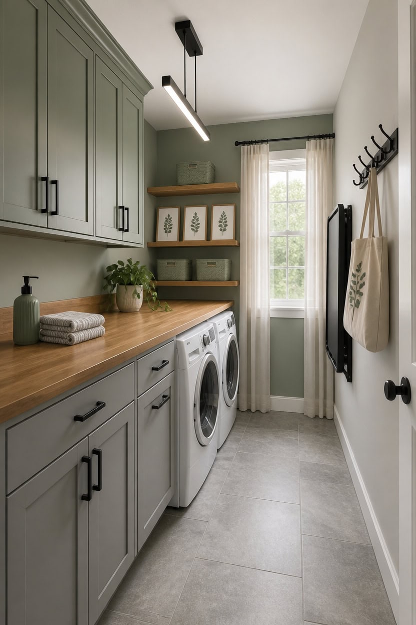butcher block warms sage gray