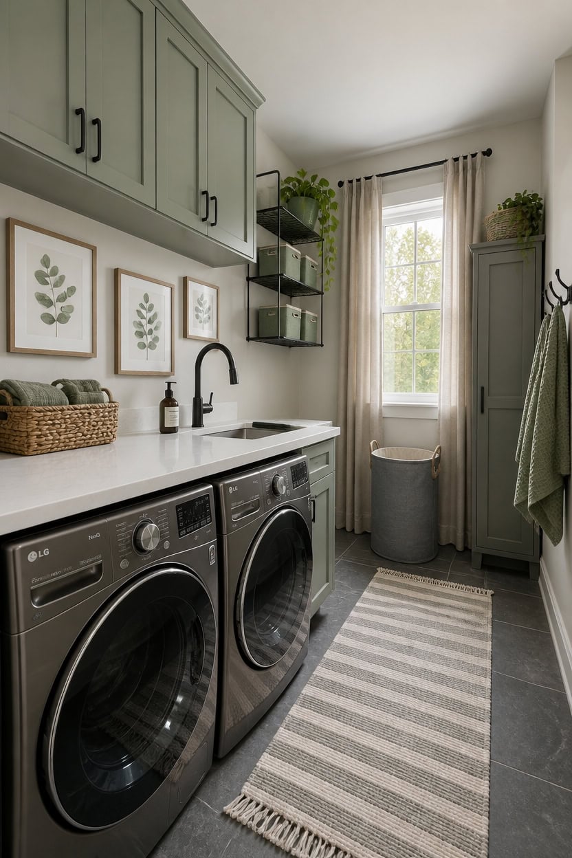 calm deliberate gray green laundry