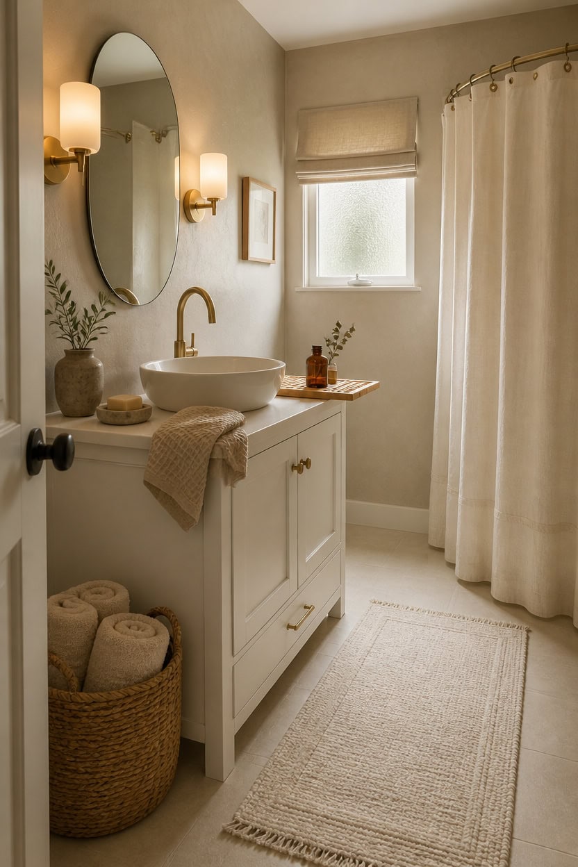 calming beige and white bathroom sanctuary
