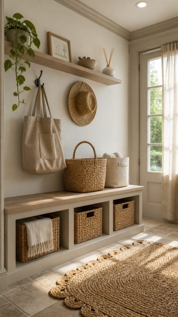 A Warm Beige & Soft White Mudroom Guide Specially for Women Who Crave a Quiet Mind