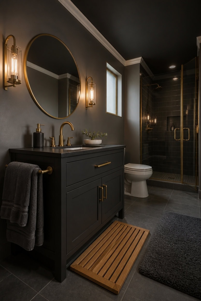 charcoal cocooned calming bathroom