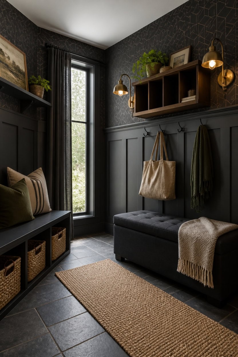 charcoal durable layered mudroom