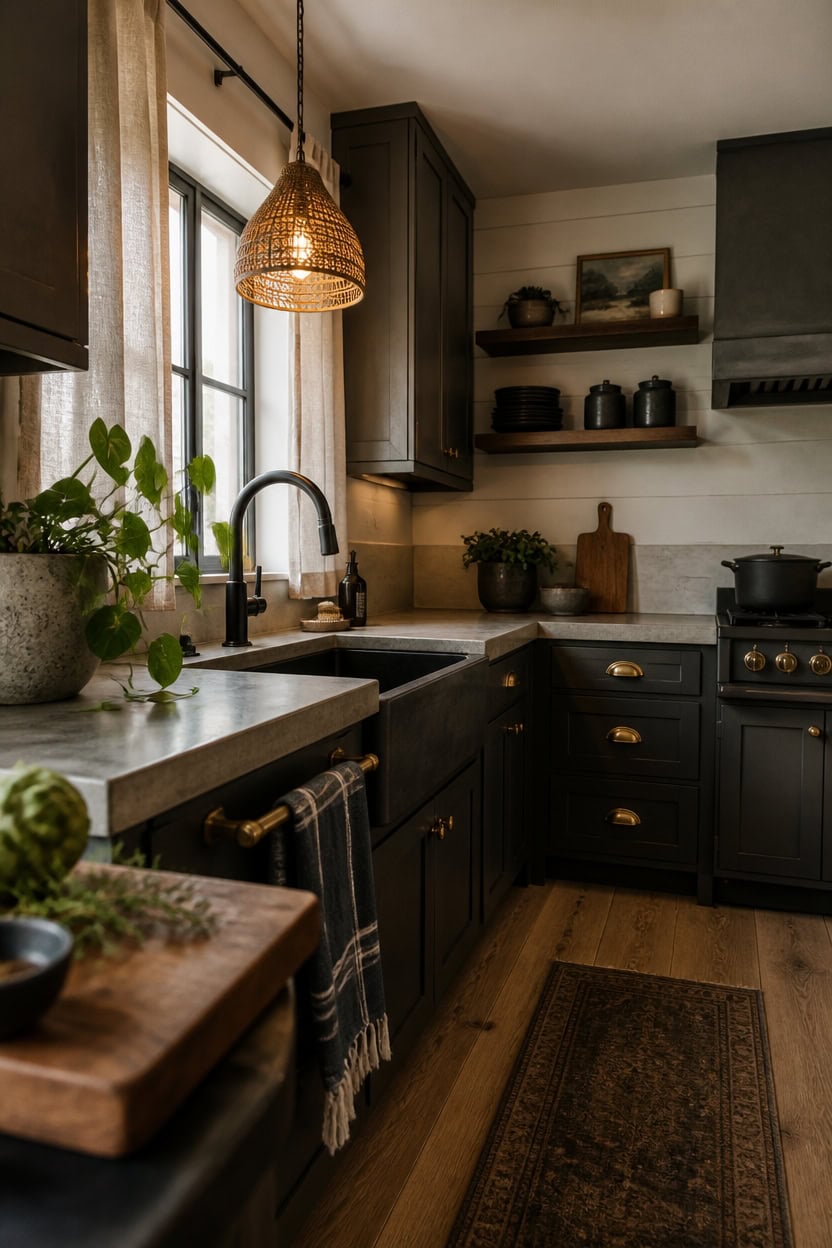 charcoal kitchens with texture