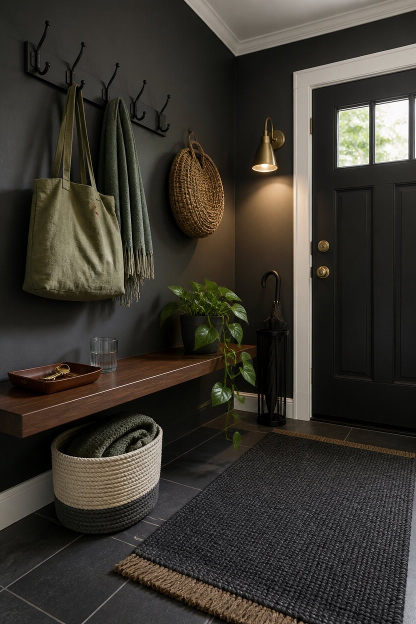 charcoal mudroom finishing touches