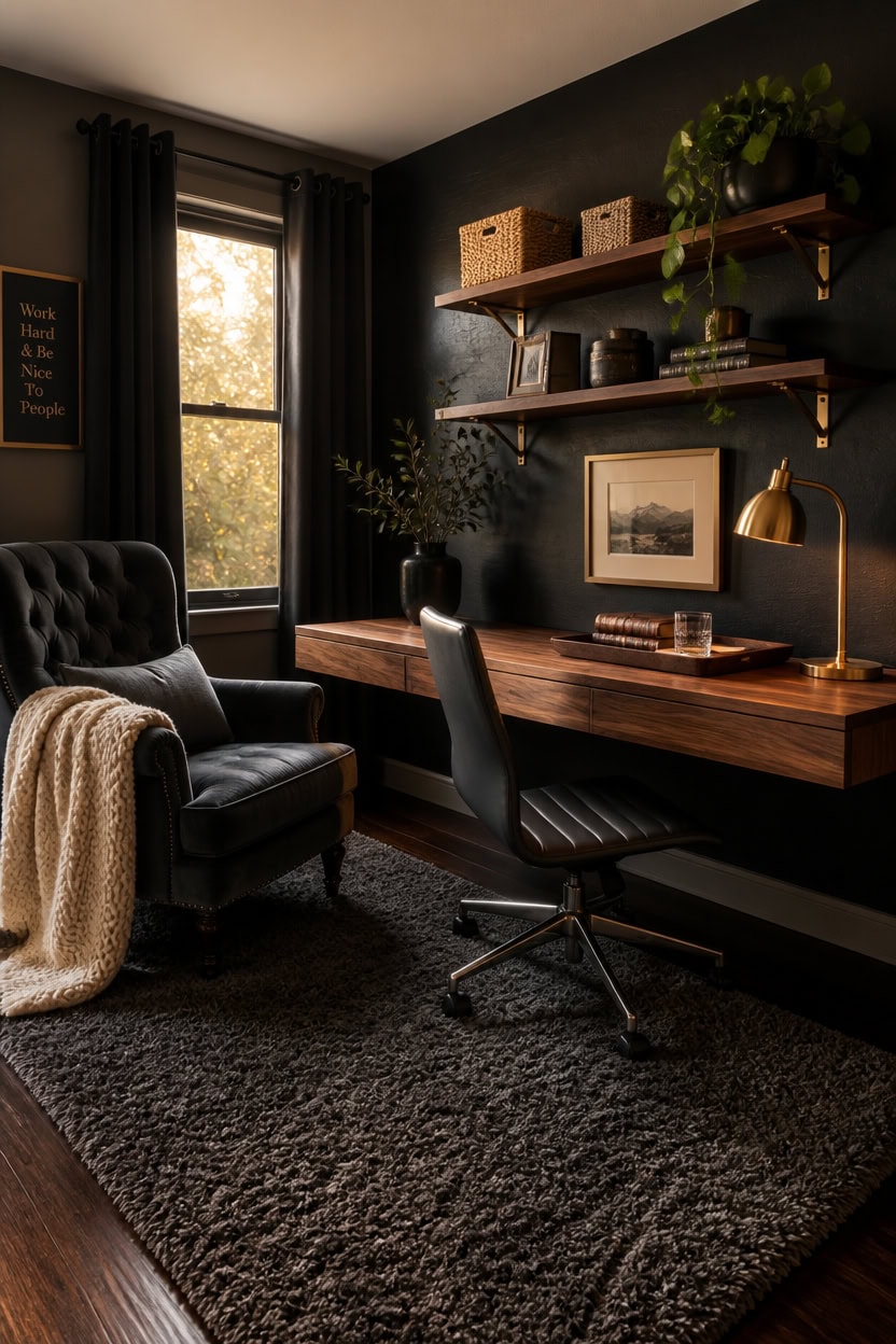 charcoal office layered textures