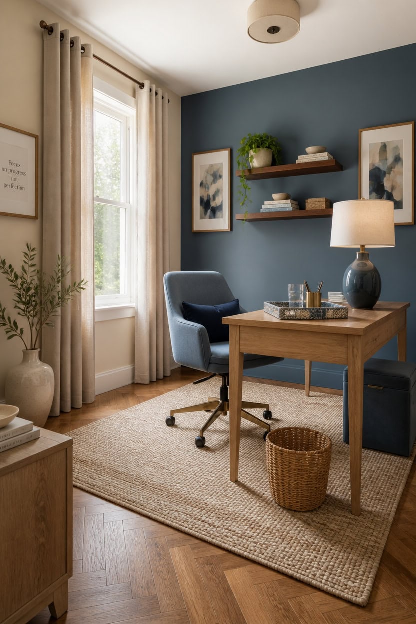clustered blue accents mid level
