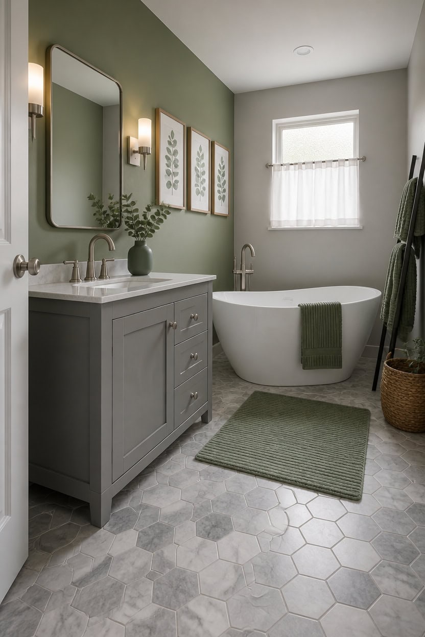 cool gray and sage green