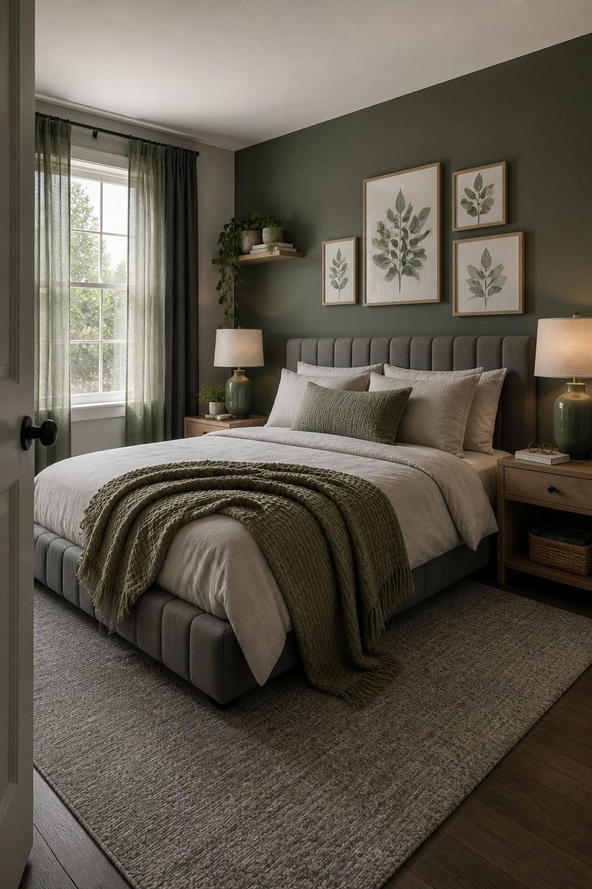 cool toned grays with sage green