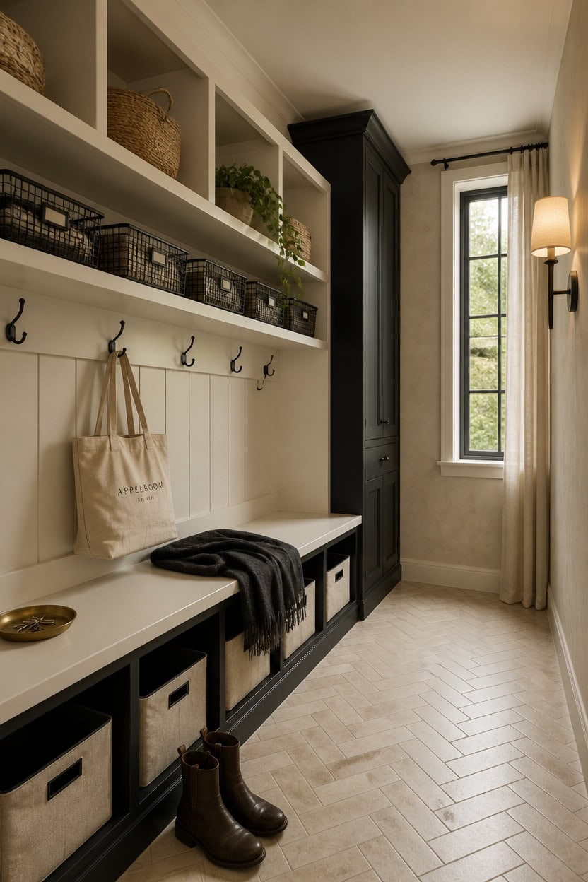 coordinated black and cream storage