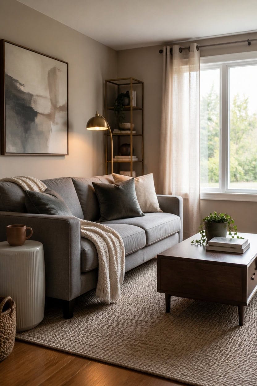 cozy gray beige living
