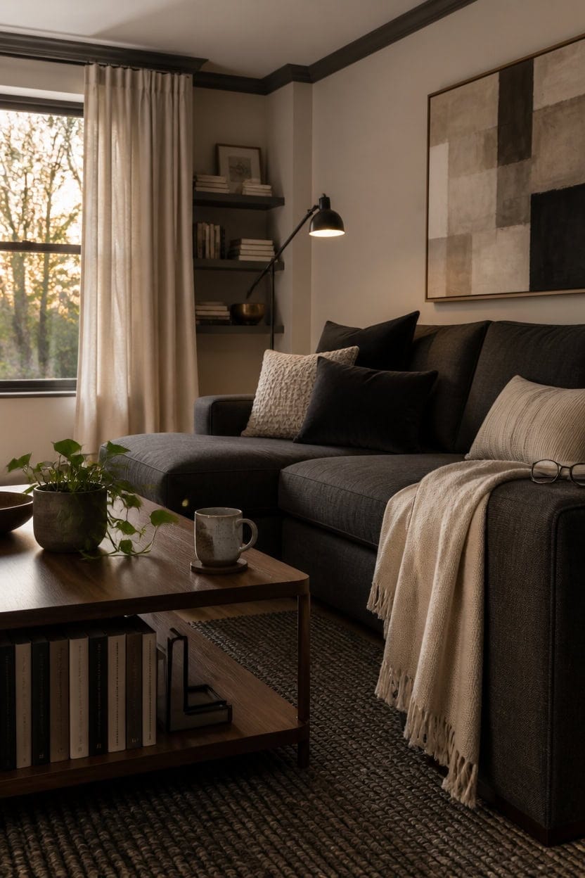 cozy gray book display
