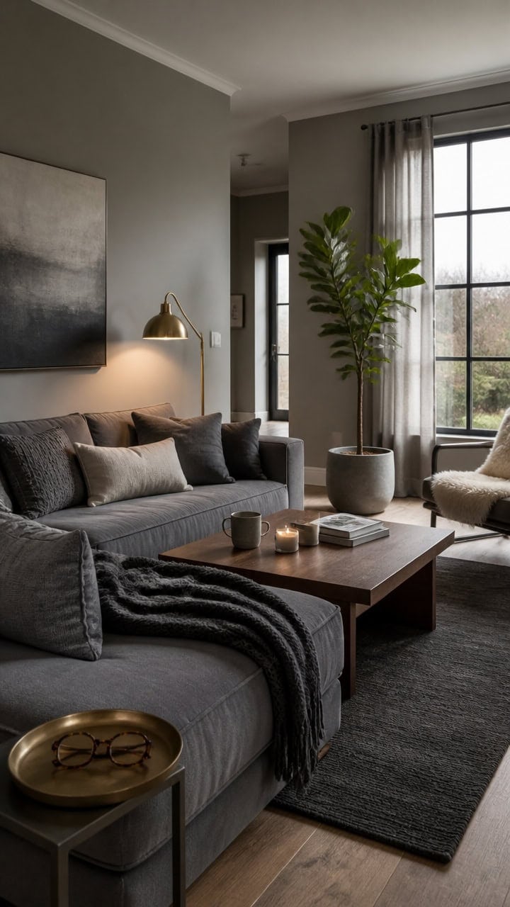 cozy gray living room