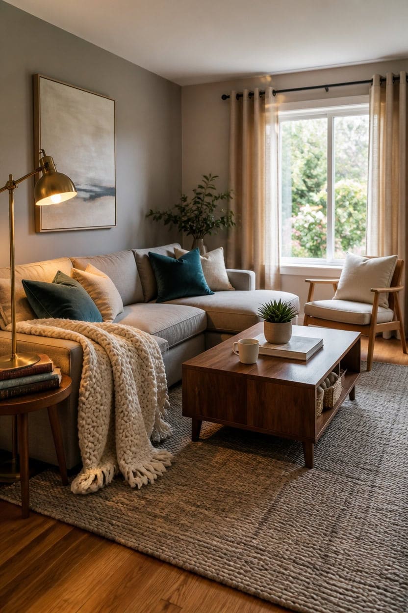 cozy gray sofa makeover