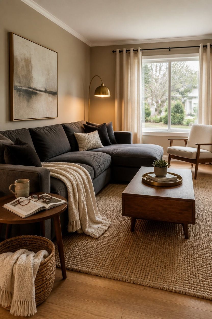 cozy modern gray beige living