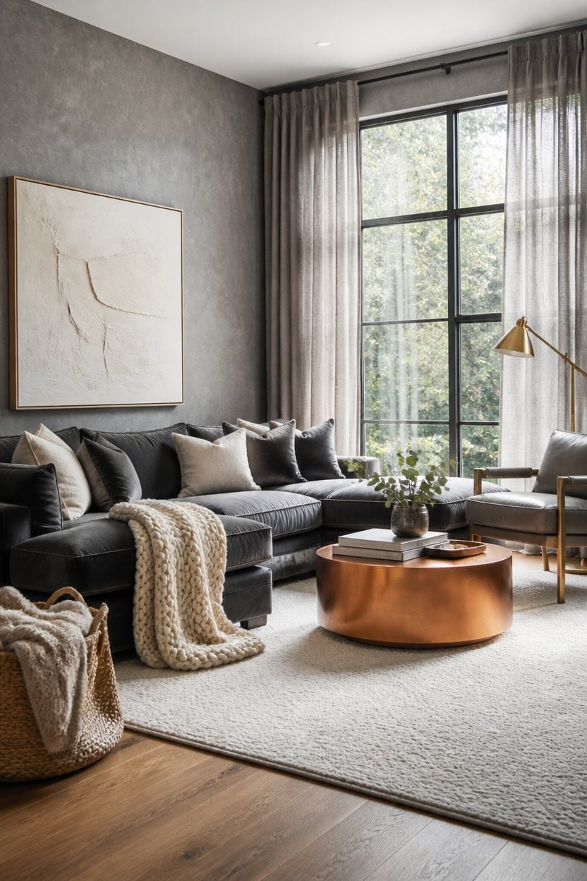 cozy textured gray interiors