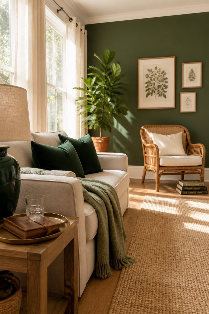 cream base layered green accents
