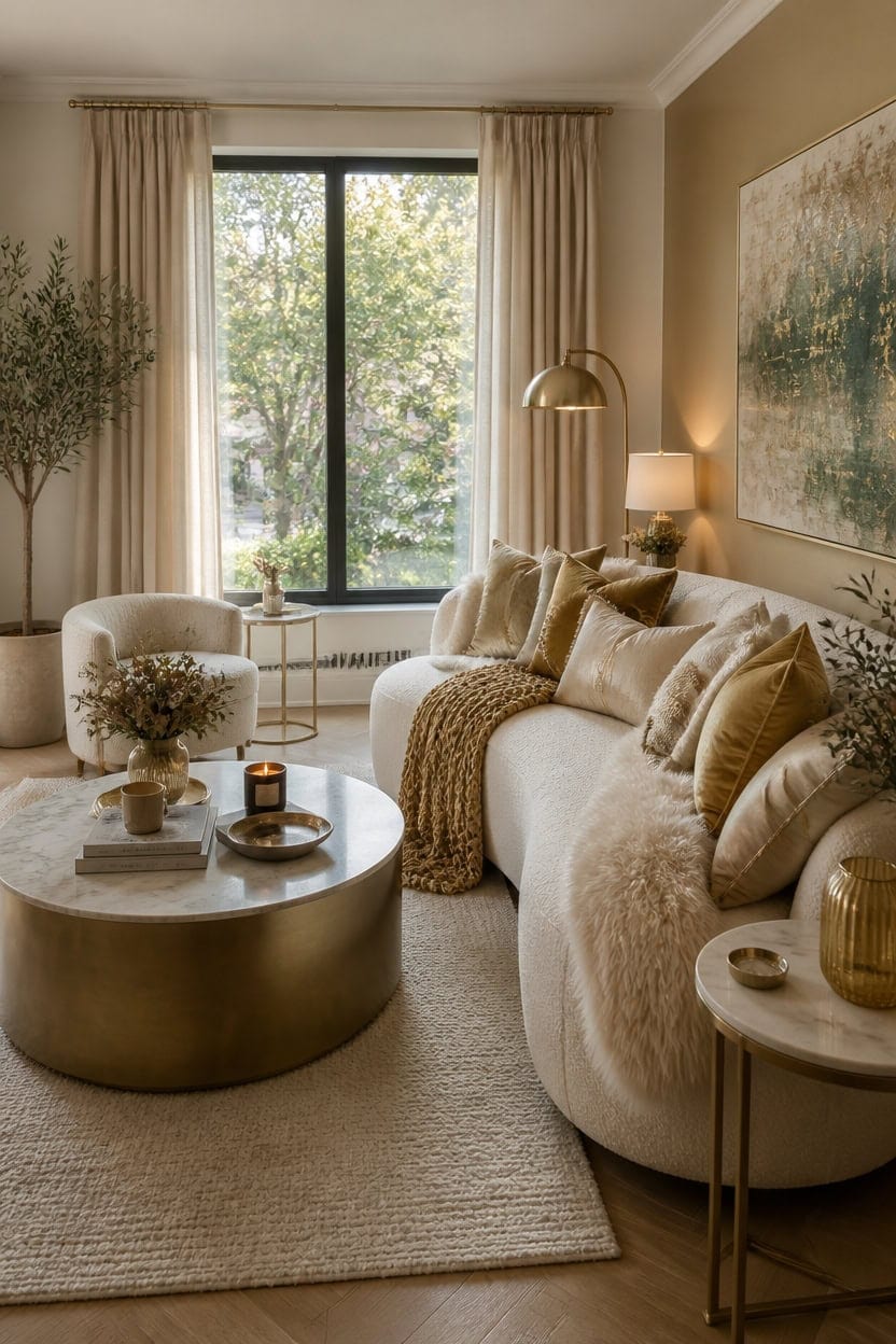 creamy walls gold accents