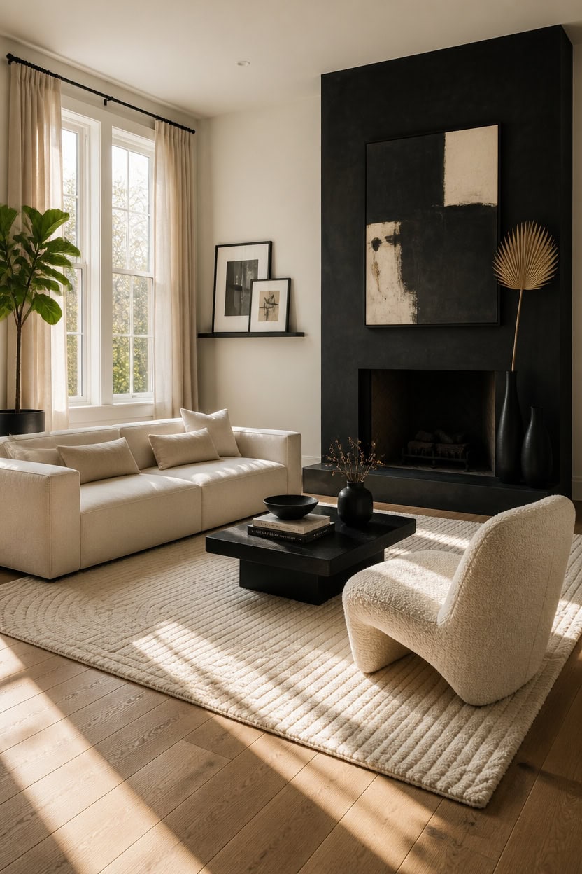curated cream and black galleryroom