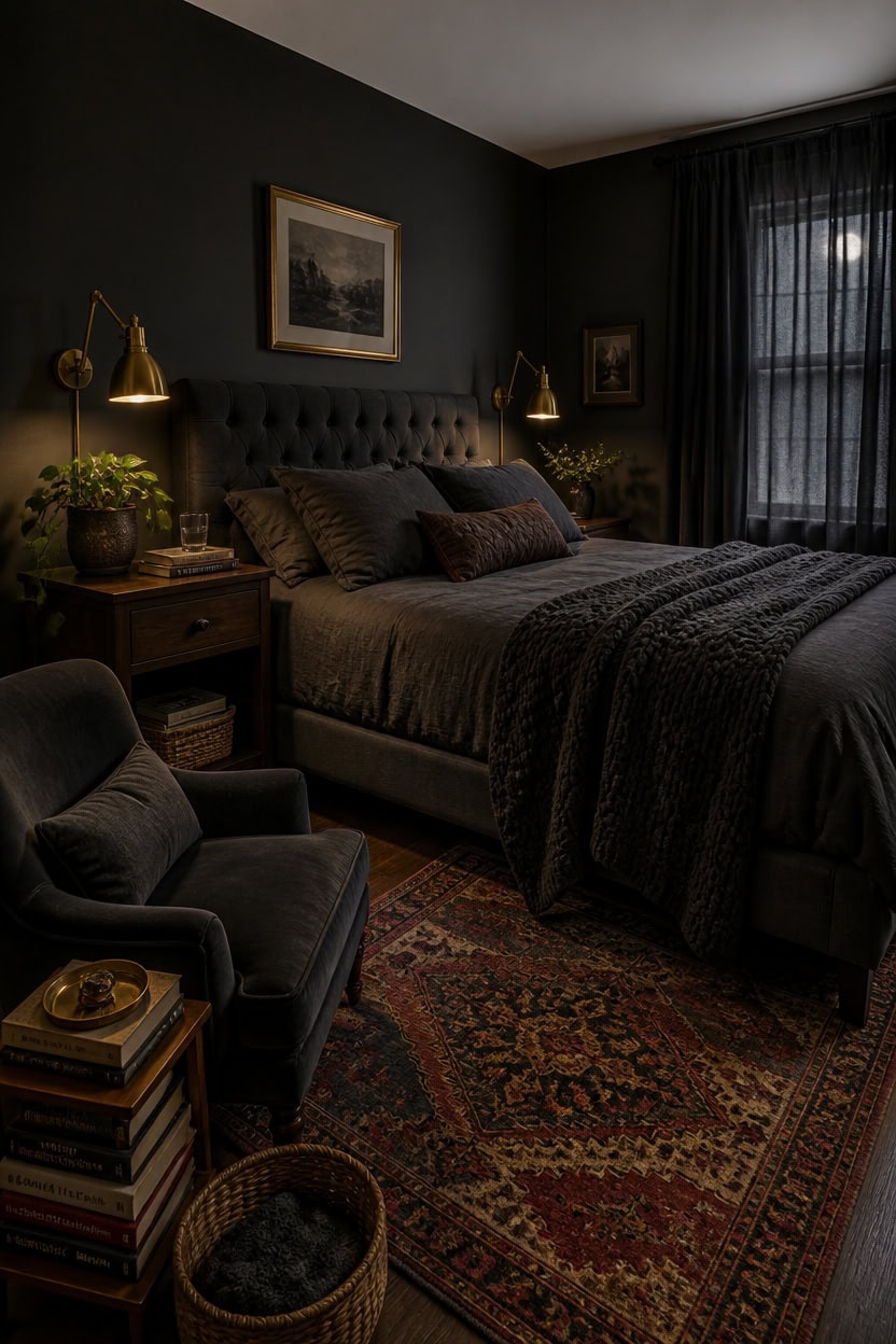 dark gray reading bedroom