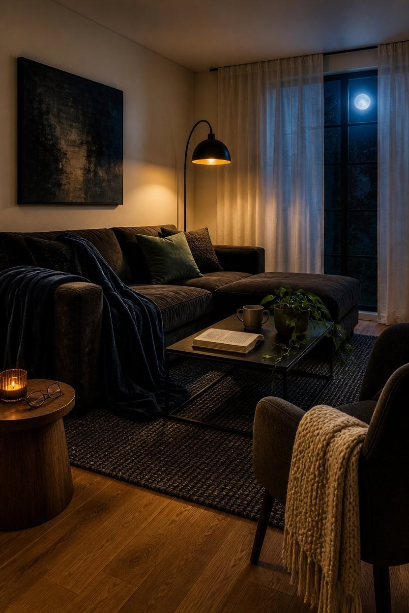 dark gray reading nook