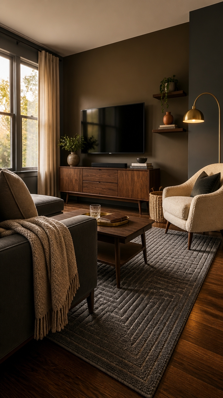 dark walnut anchors slate room