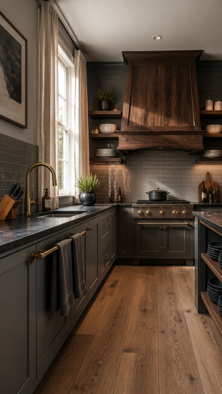 dark walnut kitchen accents