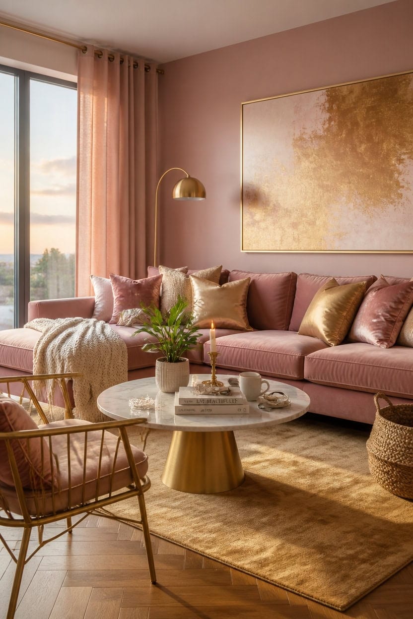 depth rich pink gold textiles