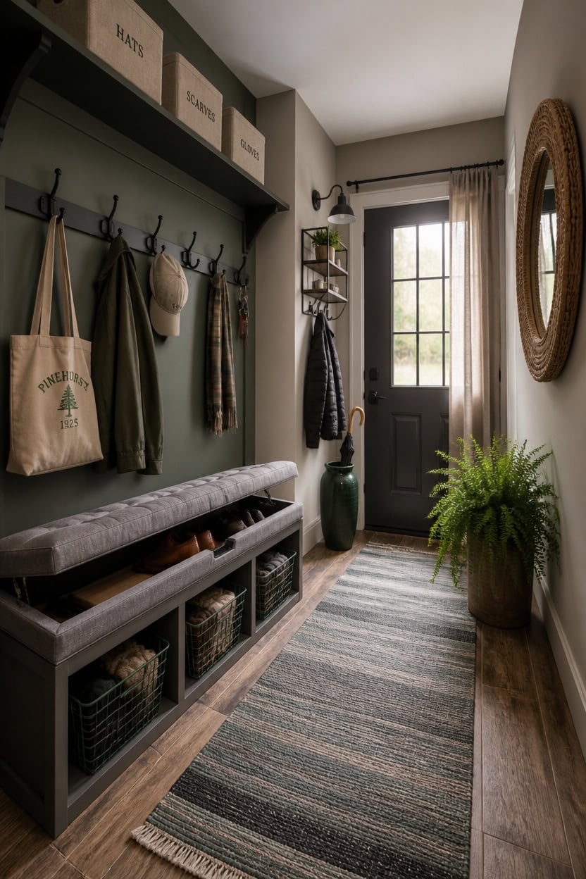 door centered gray green organization